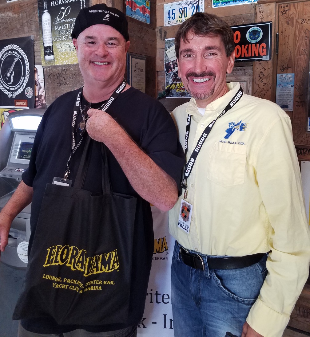 Marc-Alan Barnette (left) and our Bruce Wawrzyniak at the 2016 Frank Brown International Songwriters Festival in Alabama