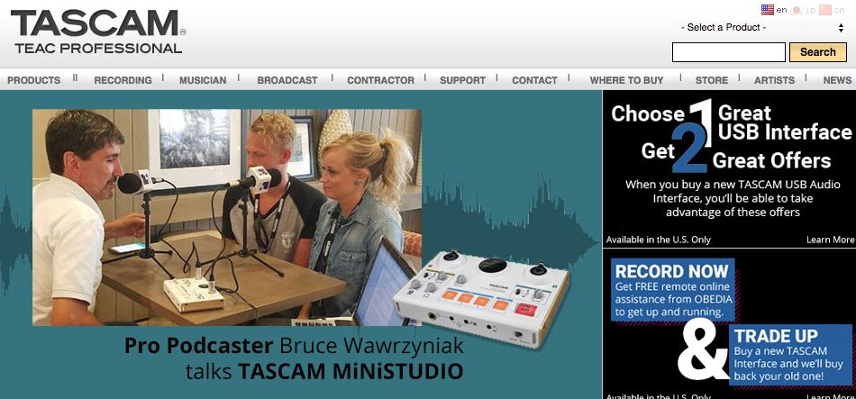 Tascam homepage teaser