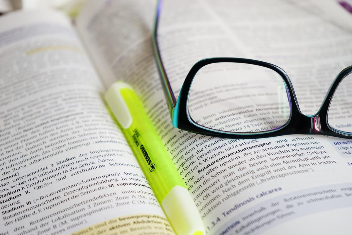 Open book with highlighter