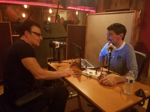 Charlie Midnight (left) and Bruce Wawrzyniak record their podcast interview