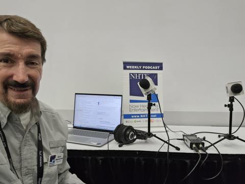 Bruce Wawrzyniak on-location with his portable podcast recording setup