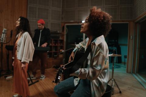 Musicians in a recording studio Musicians in a recording studio