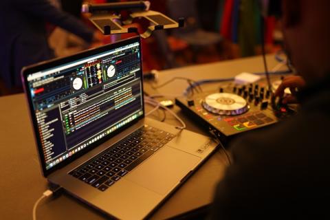 Laptop showing recording software Laptop showing recording software